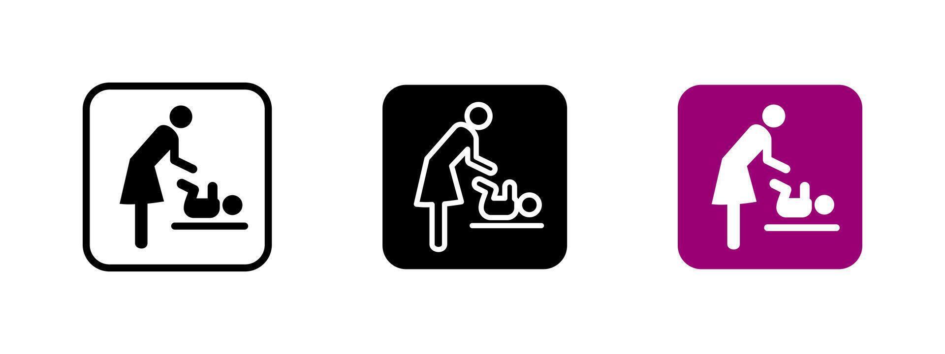 Baby changing icon. Diaper station illustration. Public restroom facility sign for infant care. Convenience and hygiene symbol for parents in accessible spaces and family-friendly environments. vector