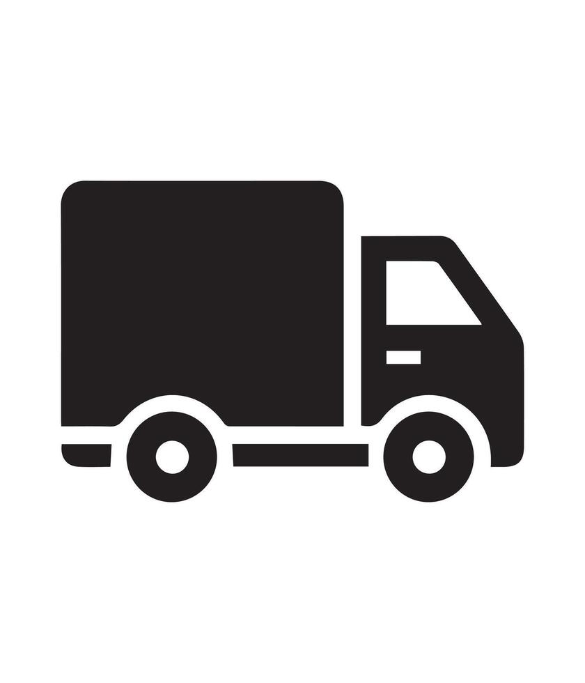 a black and white image of a delivery truck vector
