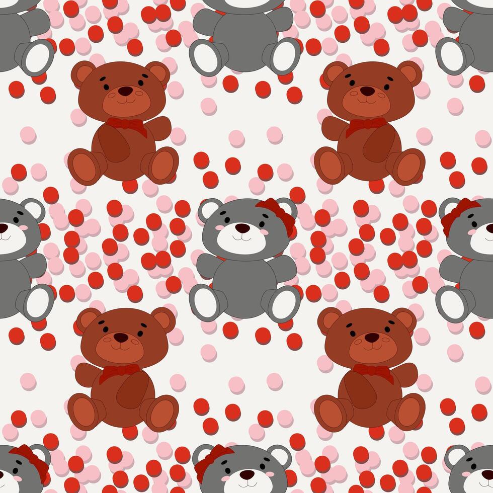 Cute little Teddy Bears seamless pattern. illustration kids design Cute Teddy Bear pattern seamless, illustration for kids, newborn, nursery. vector