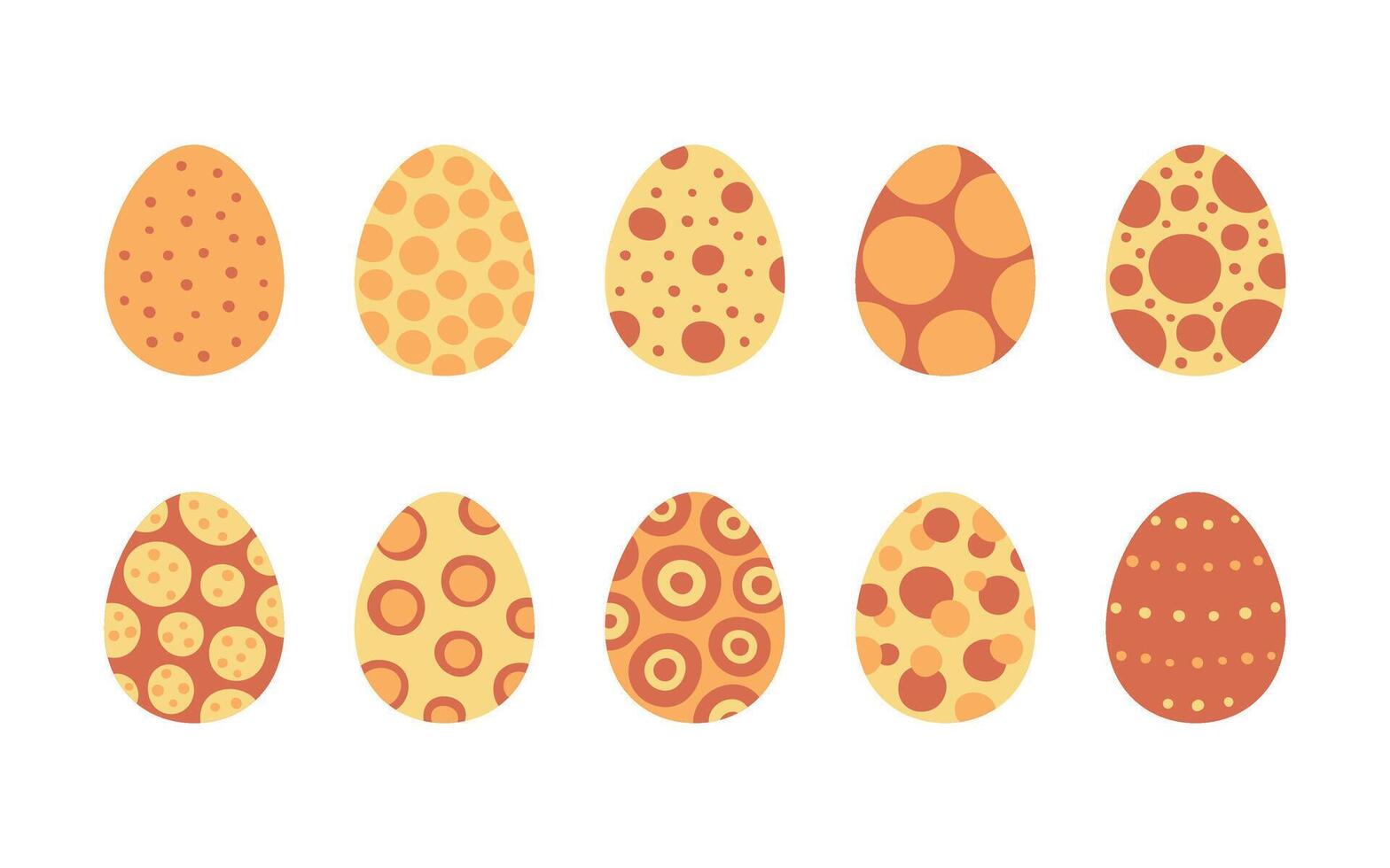 Decorated color Easter eggs set. Egg in flat style. Festive traditional meal decorated eggs illustration vector