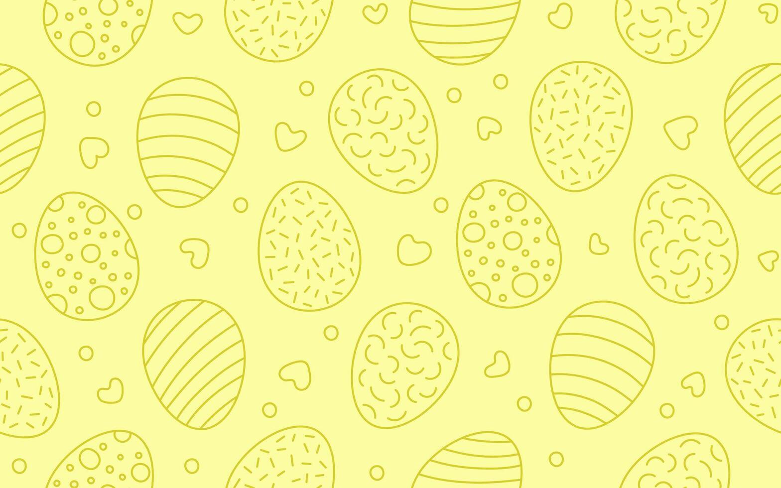 Decorated yellow seamless pattern with Easter eggs. Egg in flat hand drawn style. Festive traditional meal decorated eggs illustration vector