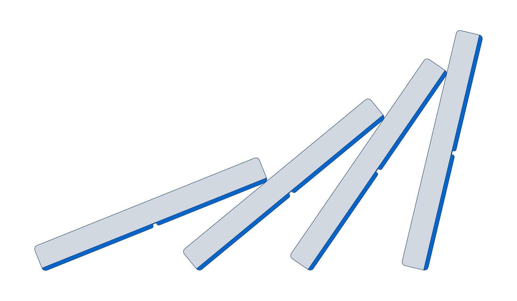 Domino effect chain reaction 2D cartoon object. Crisis impact, cascading failure. Visual metaphor. Dominoes falling in sequence isolated element flat clip art on white. Spot illustration vector