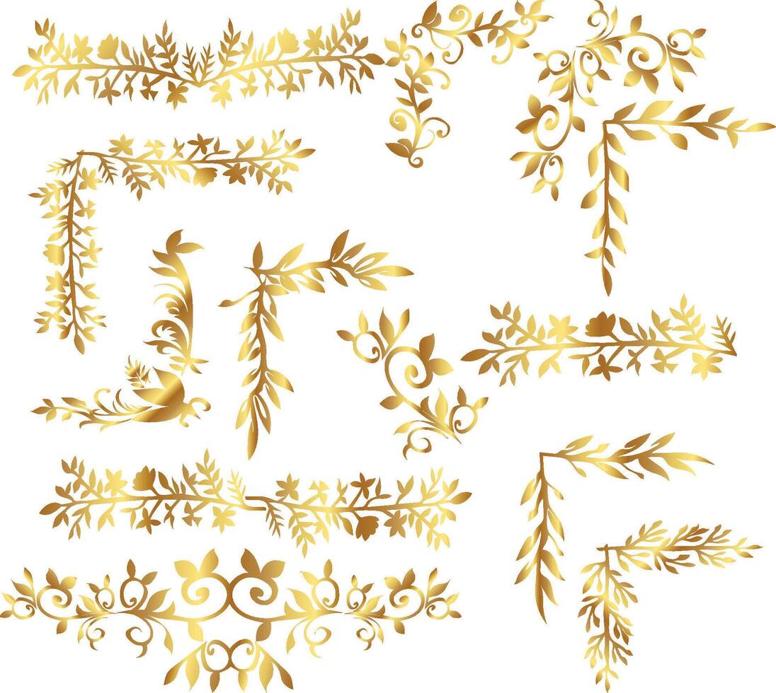 Flower gold set vector