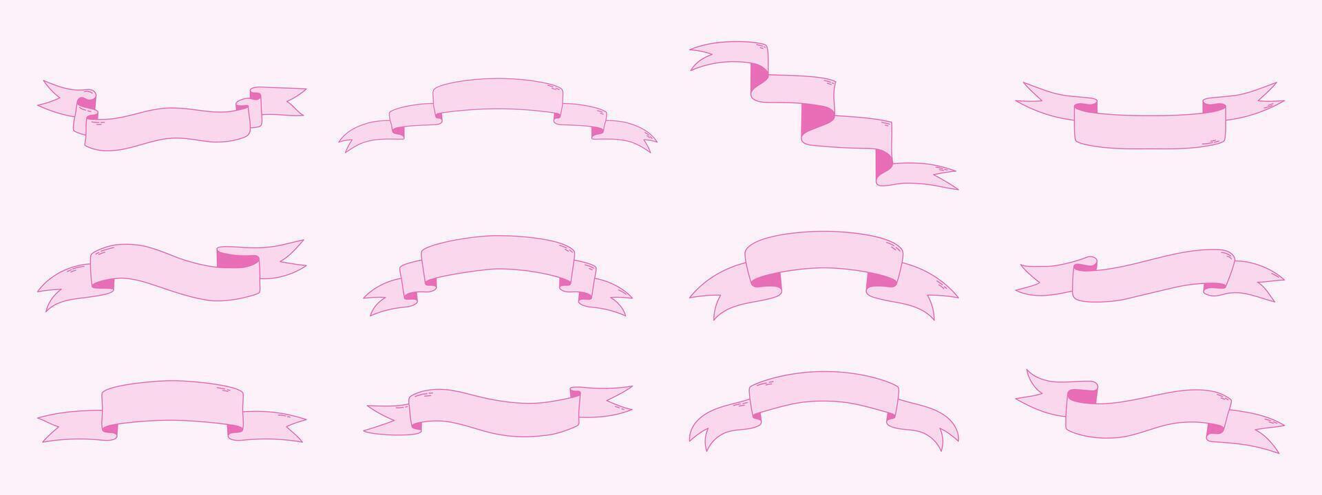 Ribbon banners set. Hand drawn decorative tape collection vector