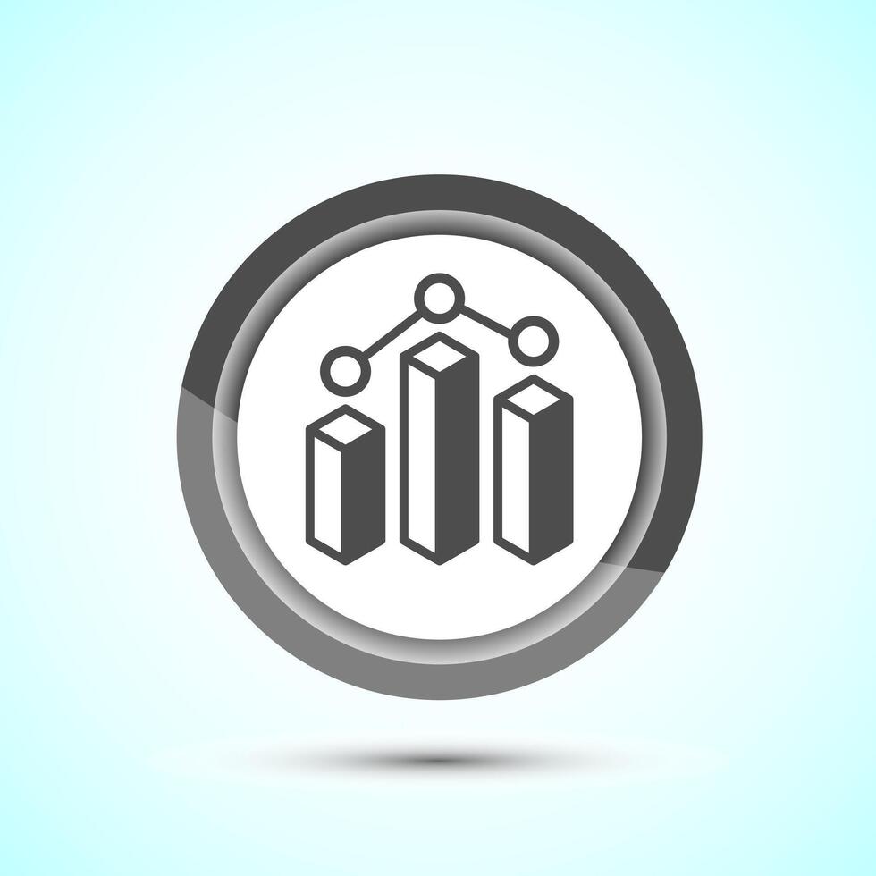 Bar chart icon design, Graph icon, Growth sign, Growth chart, Gray color button design vector