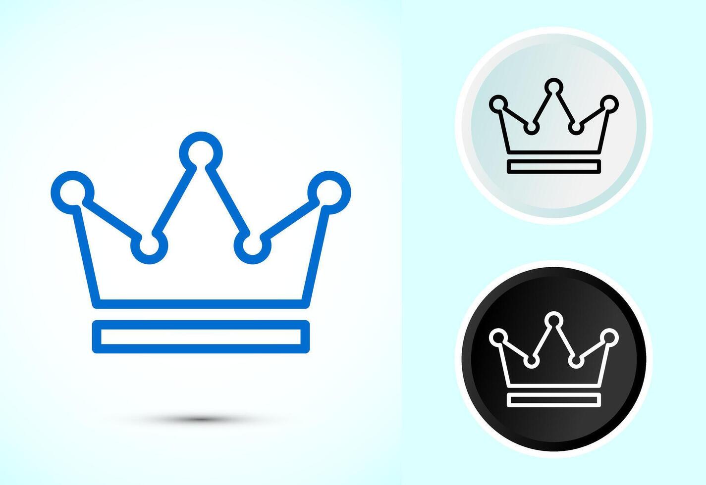 Crown icon design, Royal crown sign symbol, Color black and white vector