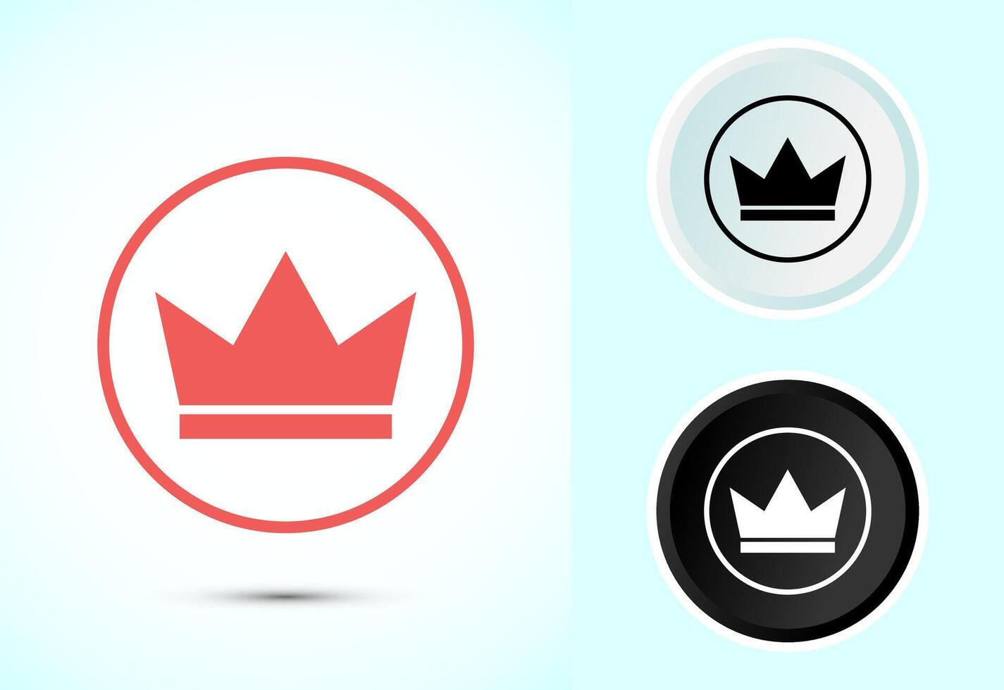 Crown icon design, Royal crown symbol, Color black and white vector