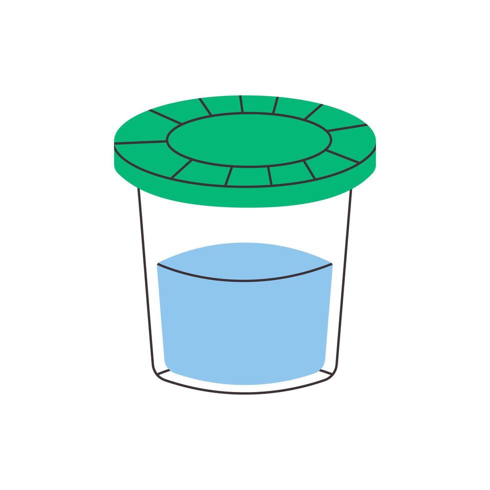 Spill proof container with water for drawing. Flat illustration isolated on white background. vector