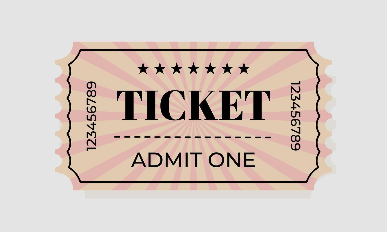 Vintage ticket design with bold typography and sunburst pattern for entertainment event vector