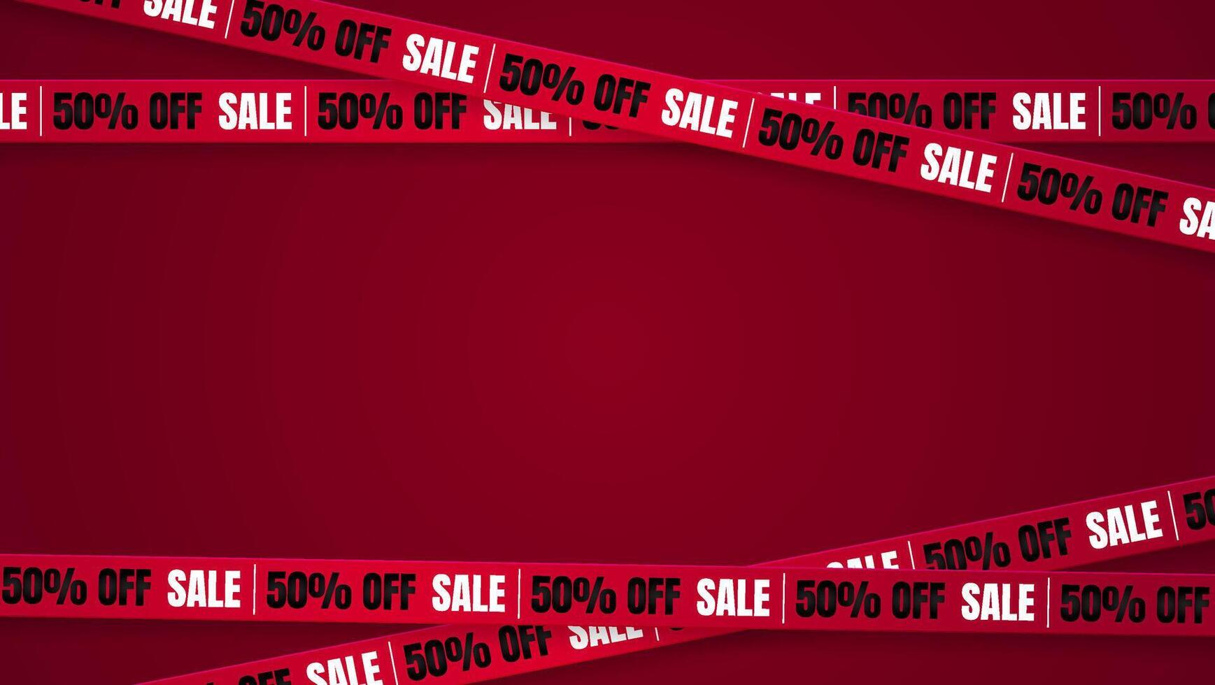 Red ribbons with Sale Discount lettering on a red background. Ribbon design for ads, online stores, and websites. Perfect for highlighting discounts and promotions. vector