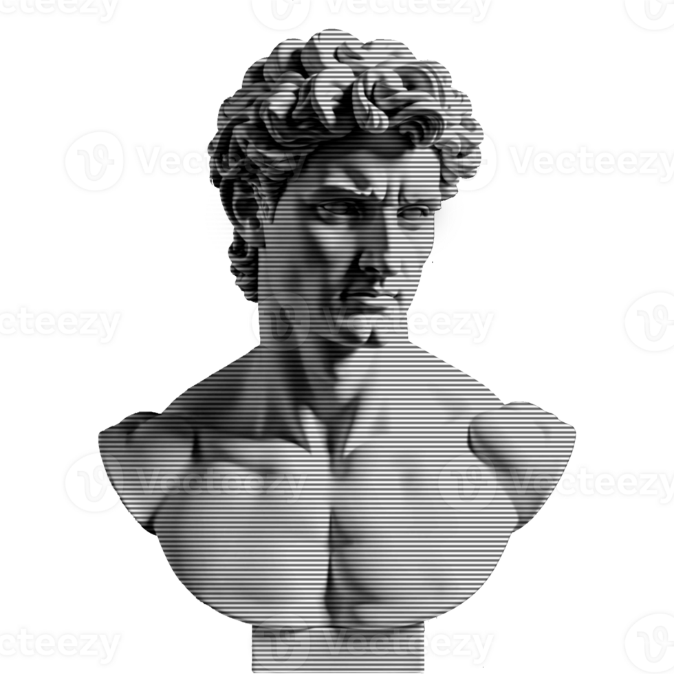 Glitch effect on a classical bust png