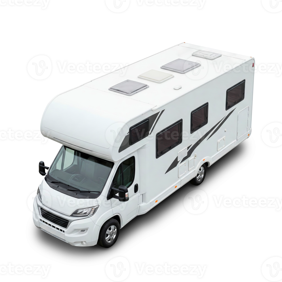 Modern Camper Van cut out. High angle view png