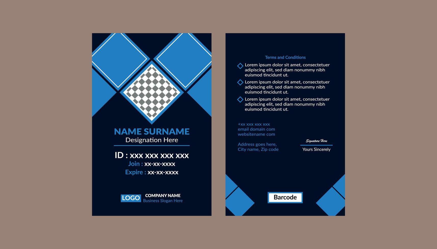 Modern ID Badge Design. Luxurious Template Display for Promotional Campaign. vector