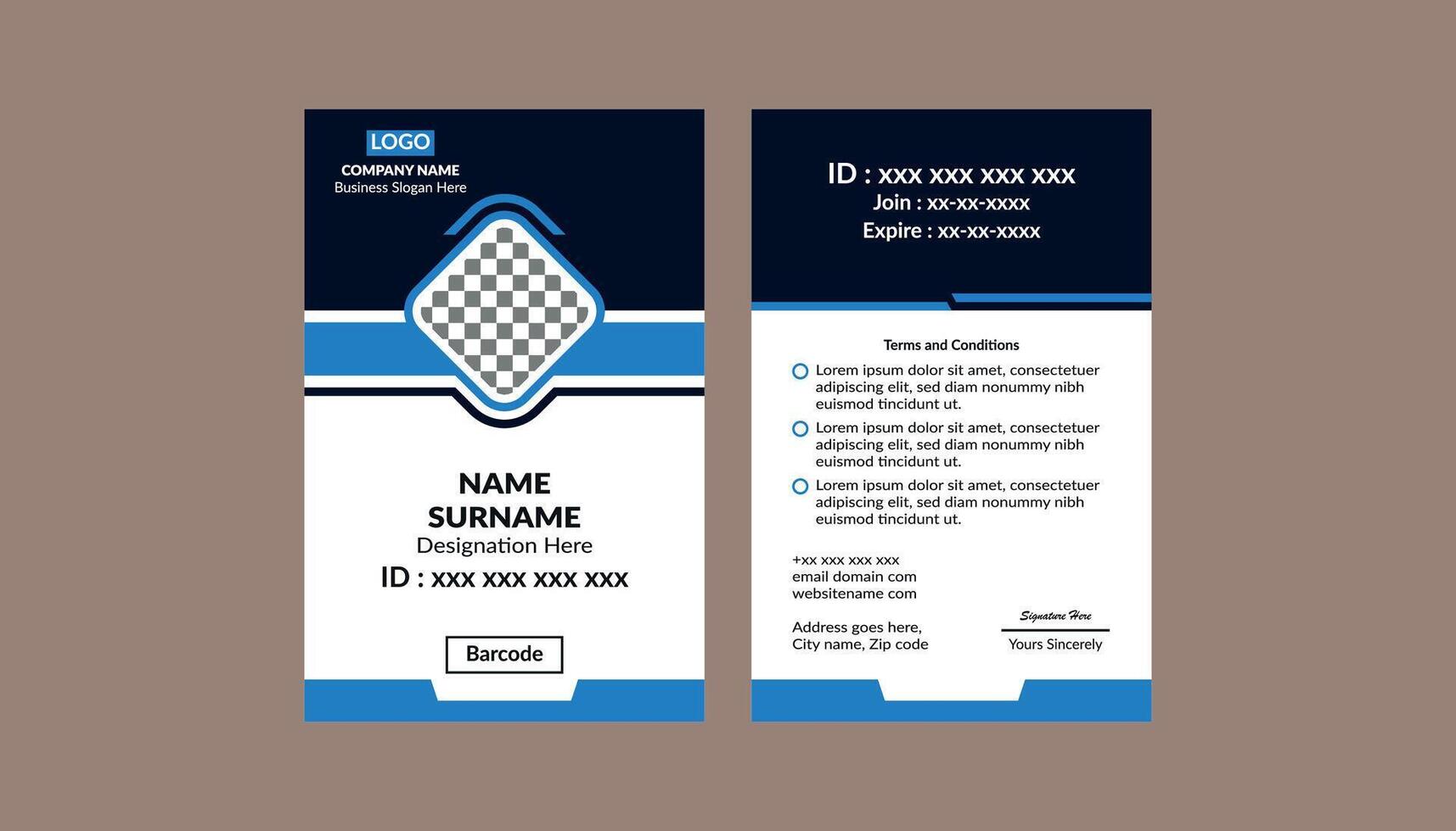 Modern ID Badge Design. Abstract Template Display for Promotional Campaign. vector