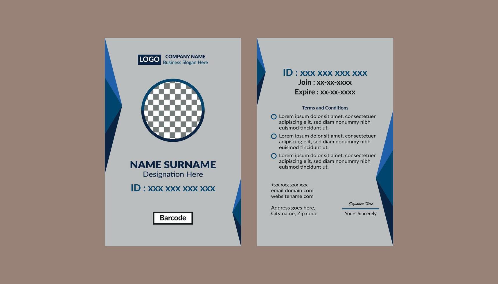 Modern ID Badge Design. Dynamic Layout Display for Promotional Campaign. vector