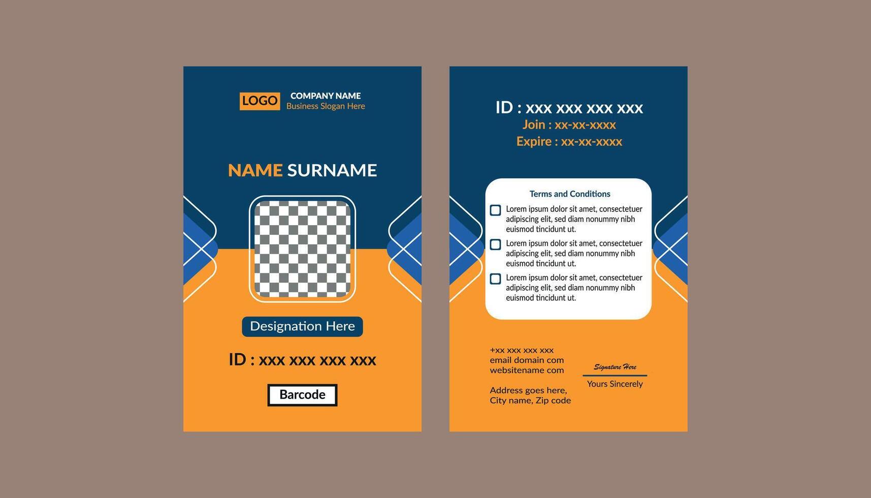 Modern ID Badge Design. Innovative Layout Display for Promotional Campaign. vector