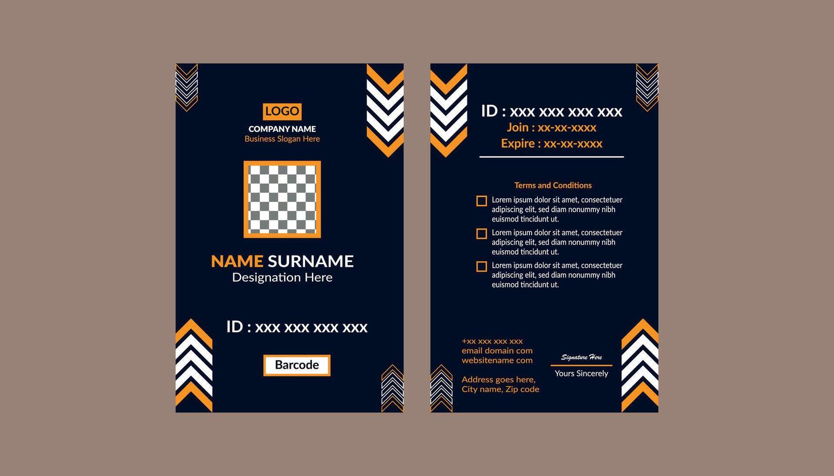 Modern ID Badge Design. Classic Template Display for Promotional Campaign. vector