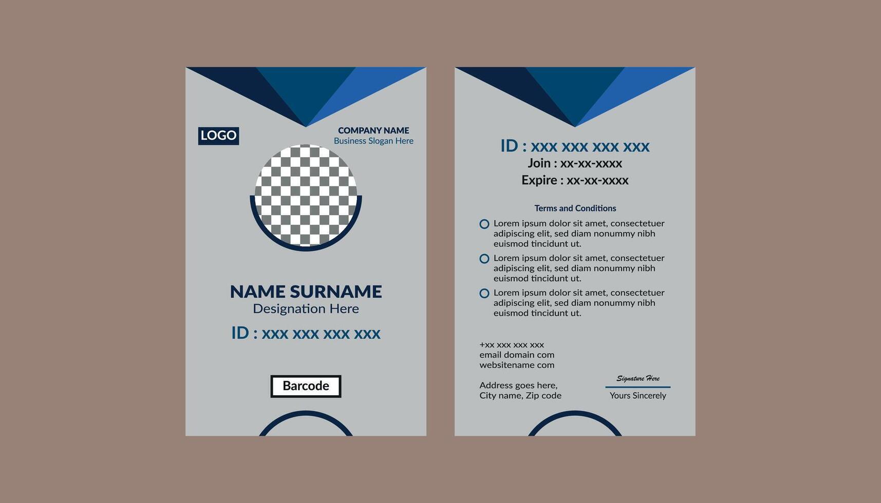 Modern ID Badge Design. Dynamic Template Display for Promotional Campaign. vector