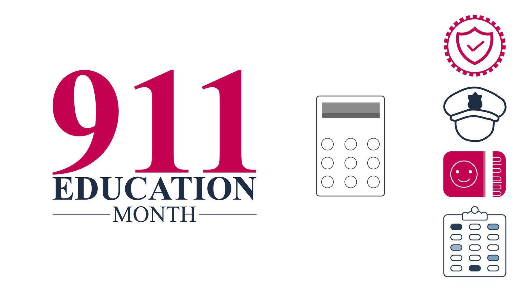 911 Education Month, Learn, Prepare, Stay Safe vector
