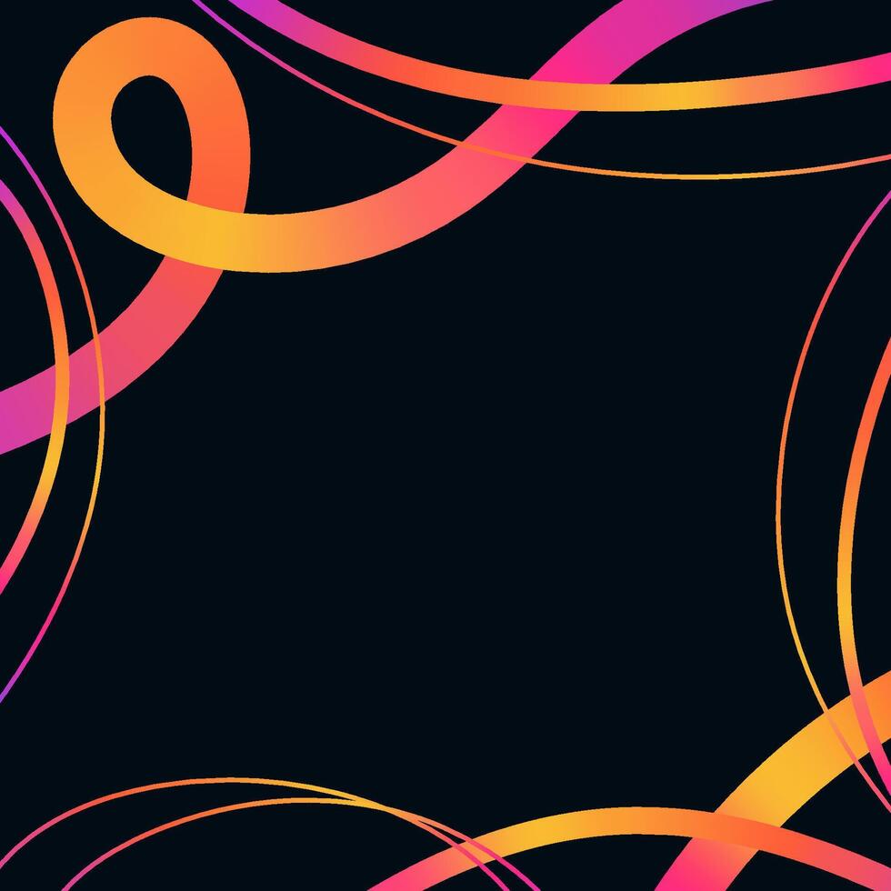 Trendy Hand Drawn Abstract Wavy Lines and Scribble Sketches with Vibrant Colors on a Black Background. Playful geometric fluid organic shapes isolated. Colorful freehand line doodles. vector