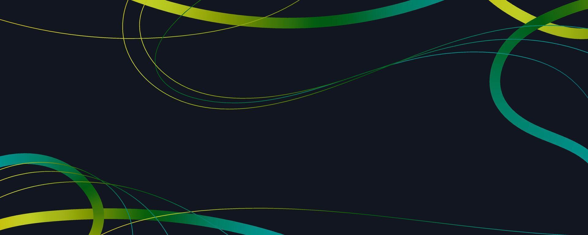 Green Wavy Lines and Scribble Sketches on a Black Background. Playful geometric fluid organic shapes isolated. Trendy colorful freehand line doodles. vector