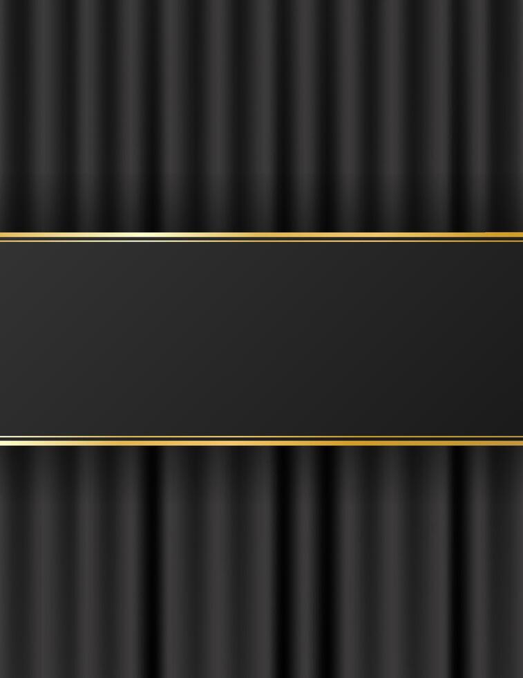 Black draped curtain background for theater, vip, concert, fashion, events, home decor, exhibition booths. illustration with empty copy space vector