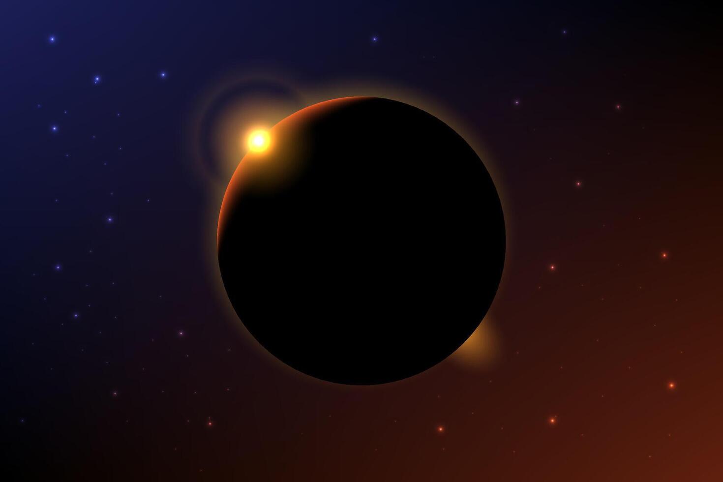 Planet Sunrise over the globe and glowing flare on the horizon on background is a sparkling star pattern vector