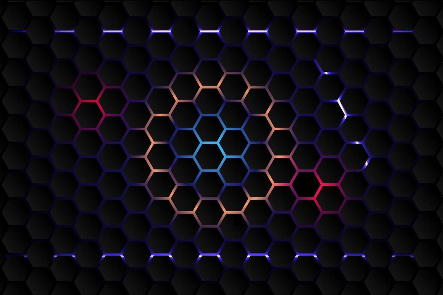 Abstract Background technology hexagon multicolor neon shape vector