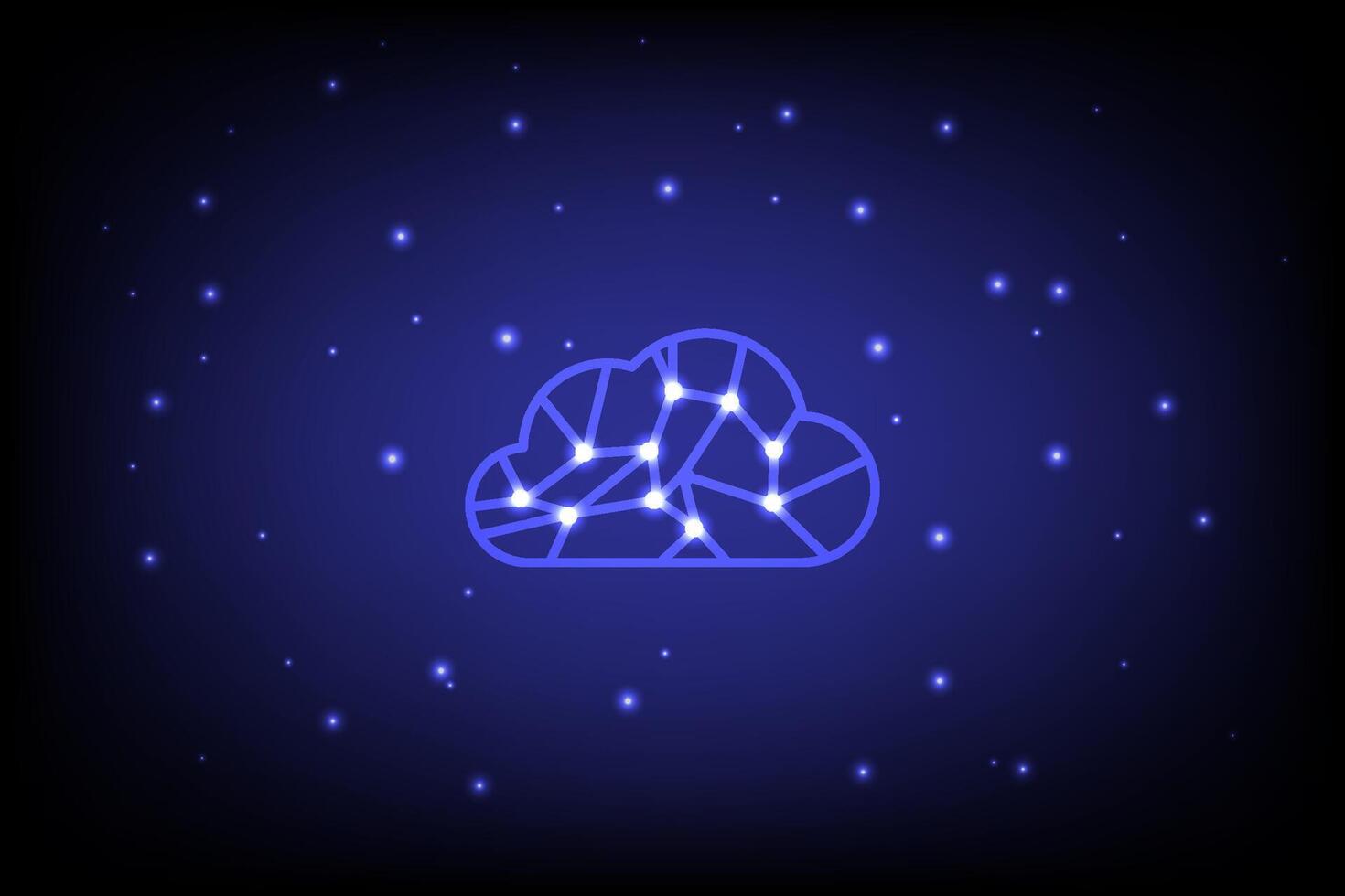 Abstract Technology cloud Network Connection Neon Dots and star vector