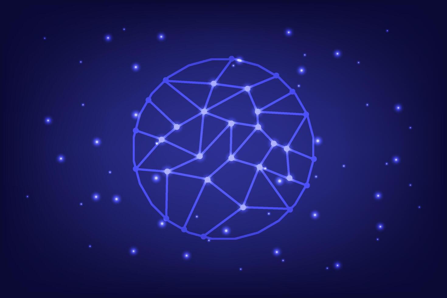 Abstract Technology Global Network Connection Neon Dots and star vector