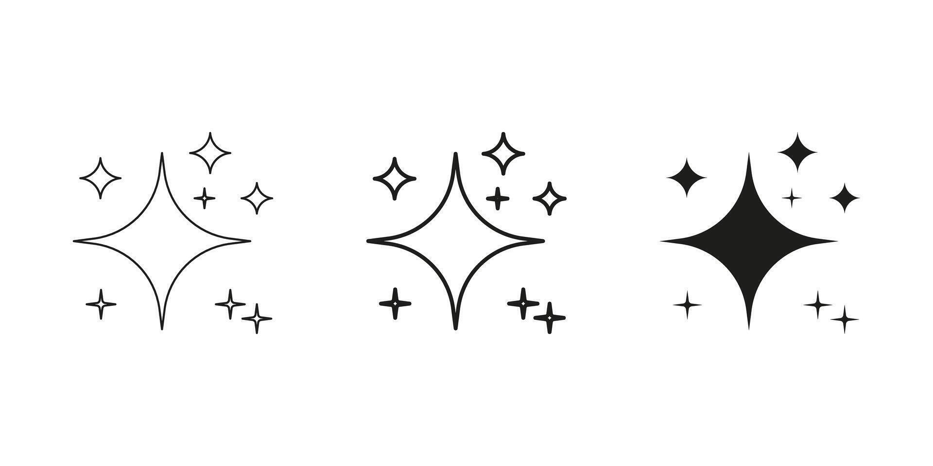 Starburst And Sparkle Line And Solid Icon Set. Elegant Star Symbol Collection. Isolated Illustration vector