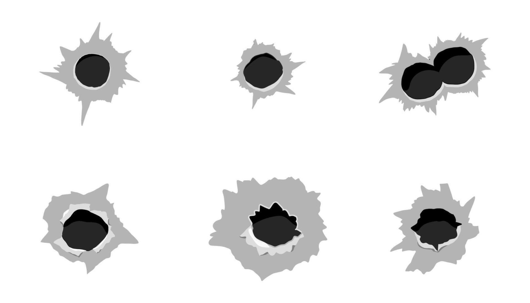 Bullet hole gun shot weapon mark silhouette, impact gun, bullet hole gunshot. Damage from shoot. vector