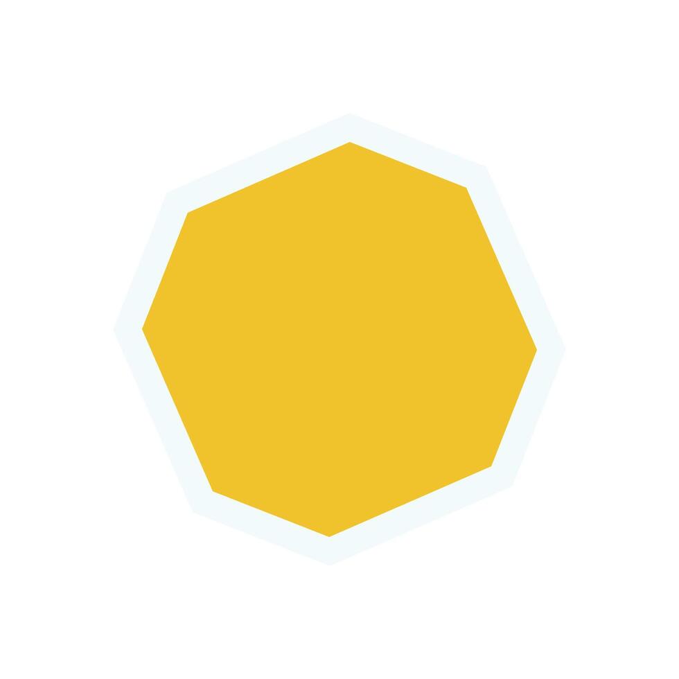 Bold hexagon icon sticker. Modern geometric figure and abstract shape. Flat design, brutalism style, and y2k aesthetic. Ideal for graphic elements contemporary art projects. vector