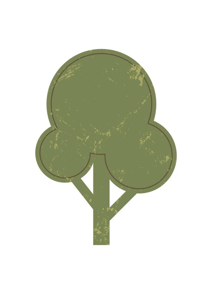 Brutalist abstract tree icon. Modern silhouette shape with grunge texture. A bold symbol of brutalism, flat aesthetic with y2k vibes, suitable for various graphic applications. vector