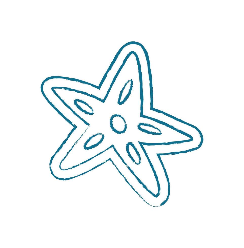 Starfish silhouette shape chalk style. Marine creature shape. Aquatic life, ocean graphic, undersea chalk design, perfect for summer themes and aquarium backgrounds. vector