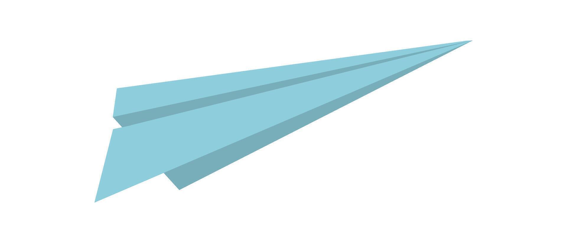 Airplane design. Blue paper airplane, a fun symbol of flight and creativity. Minimalism in art, a playful object ideal for education, leisure, and travel concepts. vector
