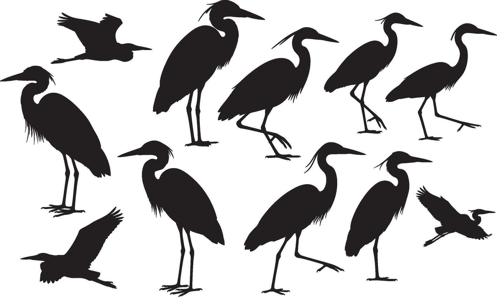 Heron silhouette illustration vector