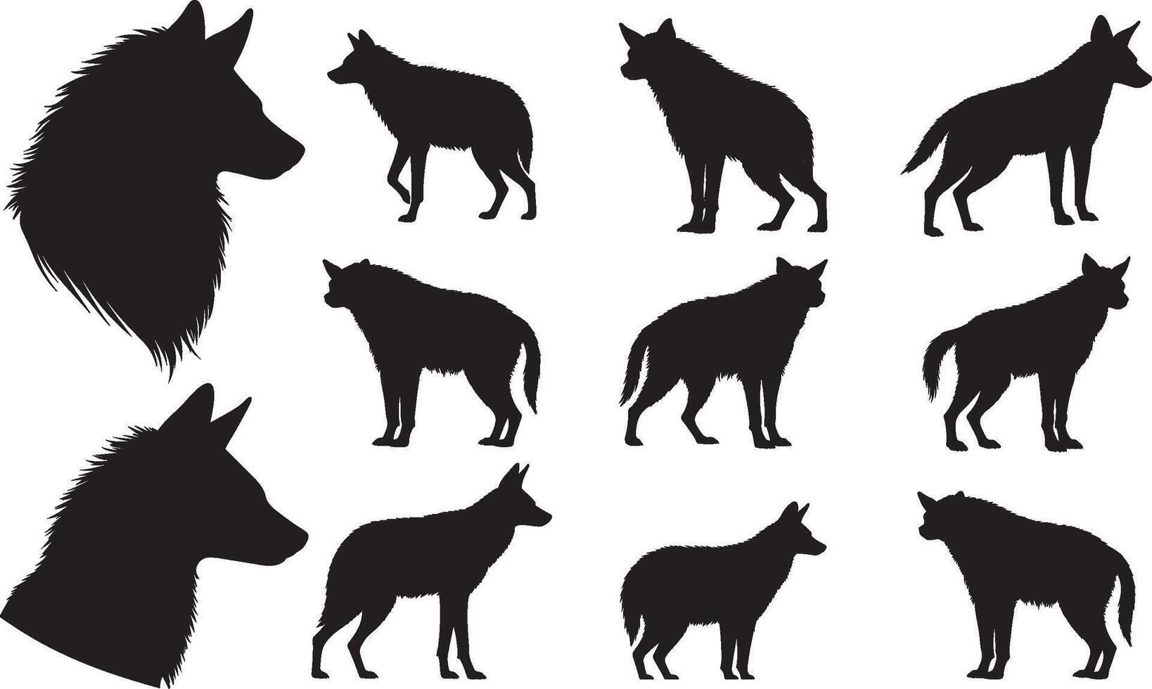 Wild dog silhouettes vector