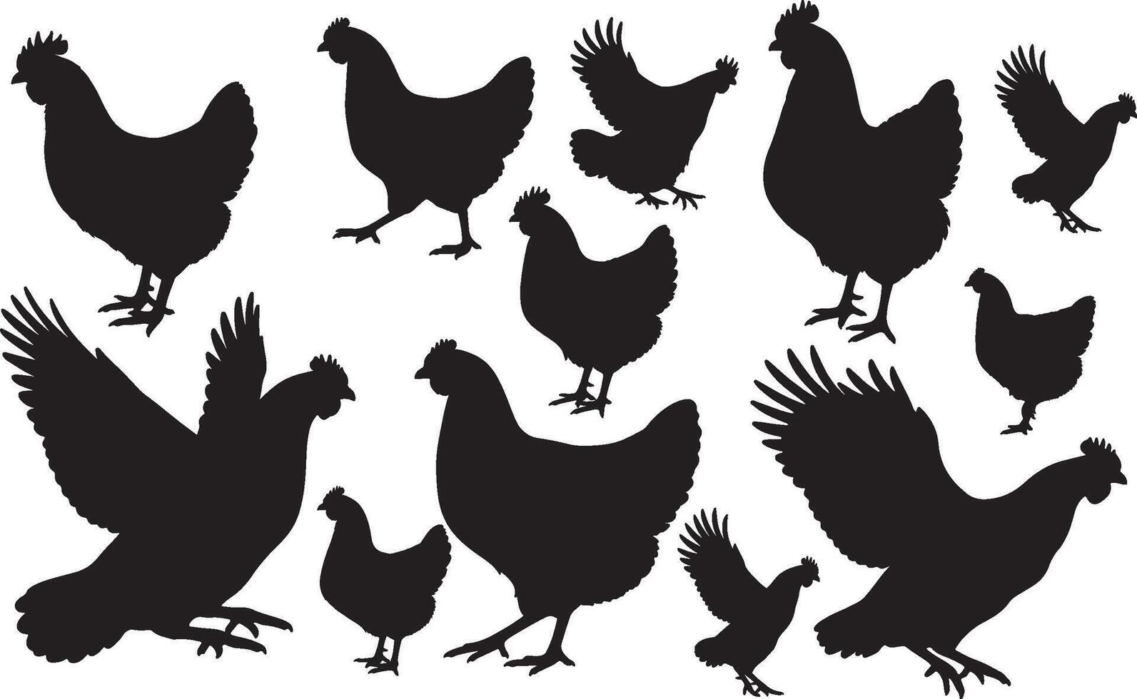 Chicken silhouettes illustration vector