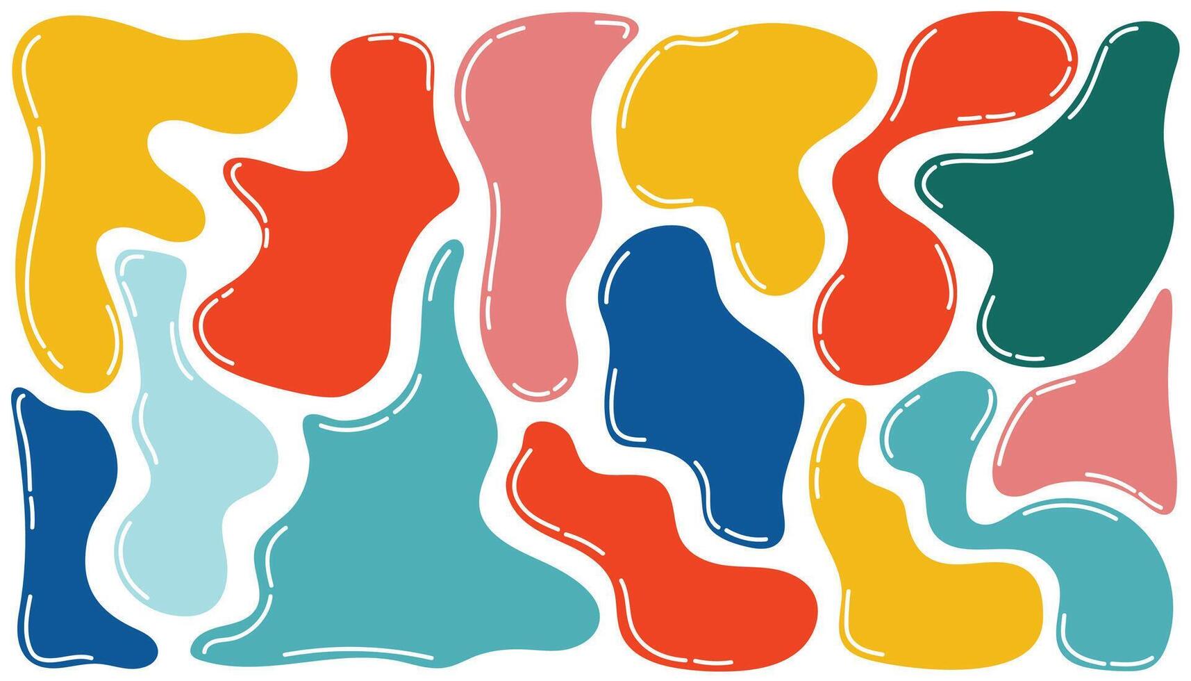 A modern abstract poster with colorful irregular shapes on a white background. Organic, fluid, melting shapes. A playful, minimal, and contemporary geometric collection. vector