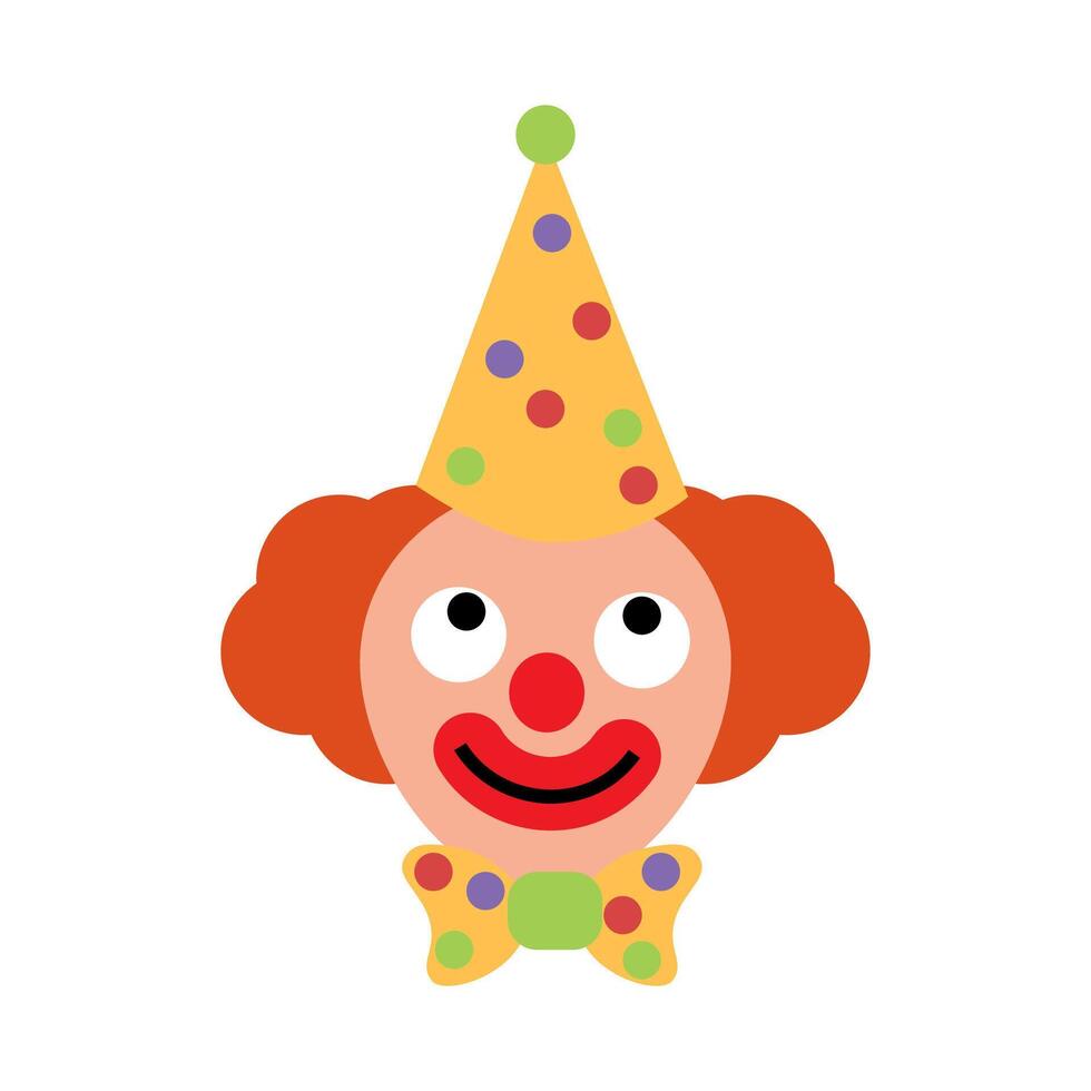 Colorful Clown Face with Party Hat and Bow Tie for a Cheerful Celebration vector