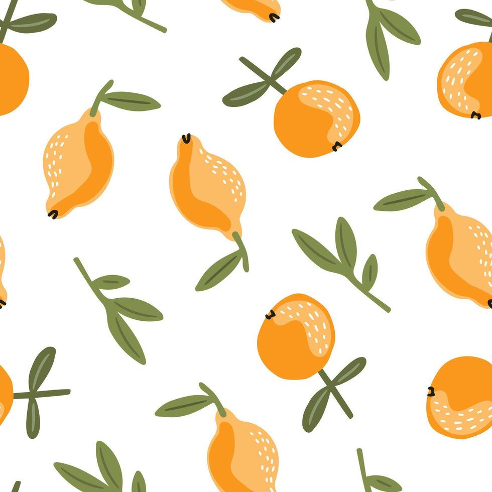 Abstract fruit citrus pattern on white background, illustration for packaging, fabric and textile vector