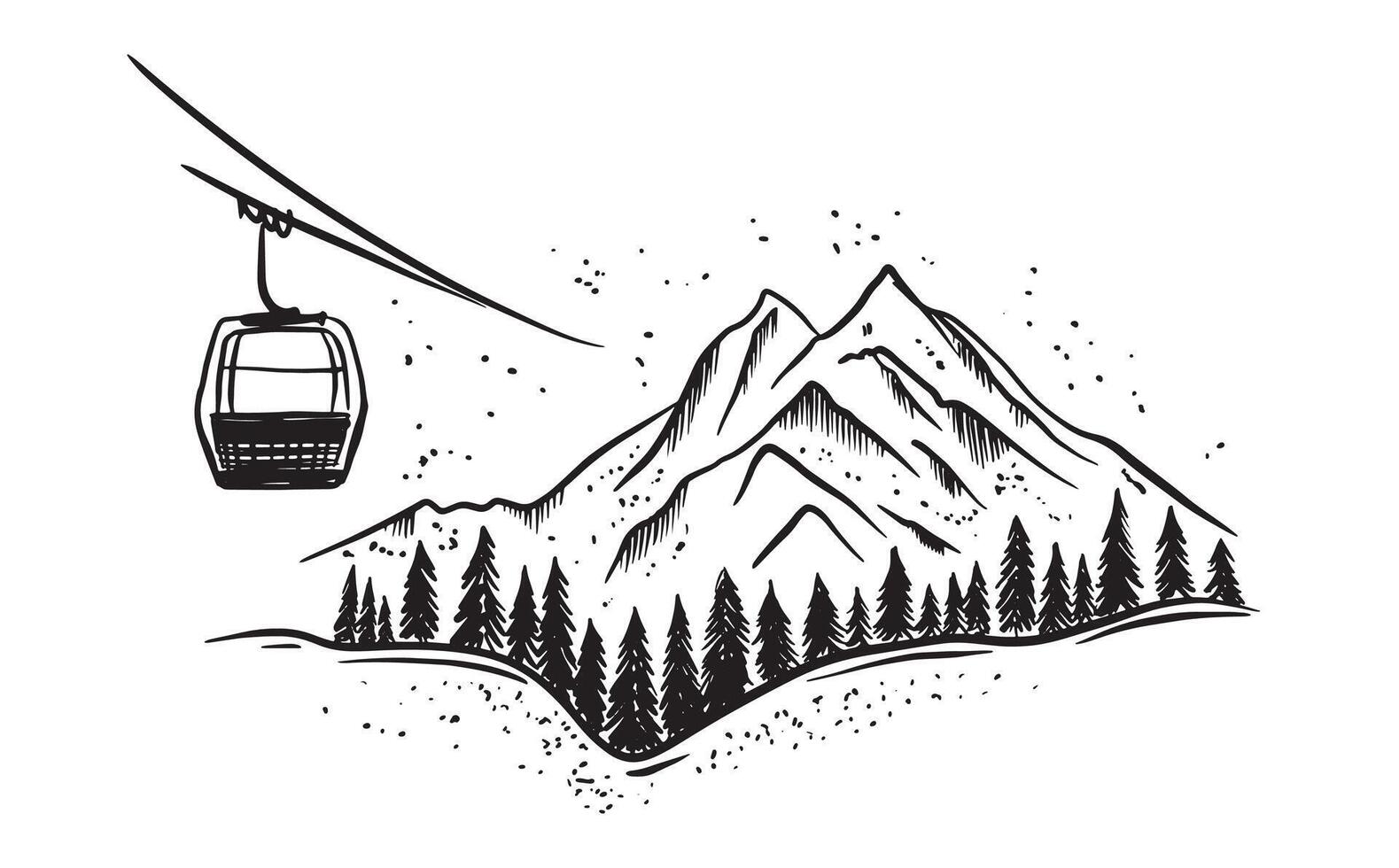 Mountain Landscape with Ski Lift on white vector