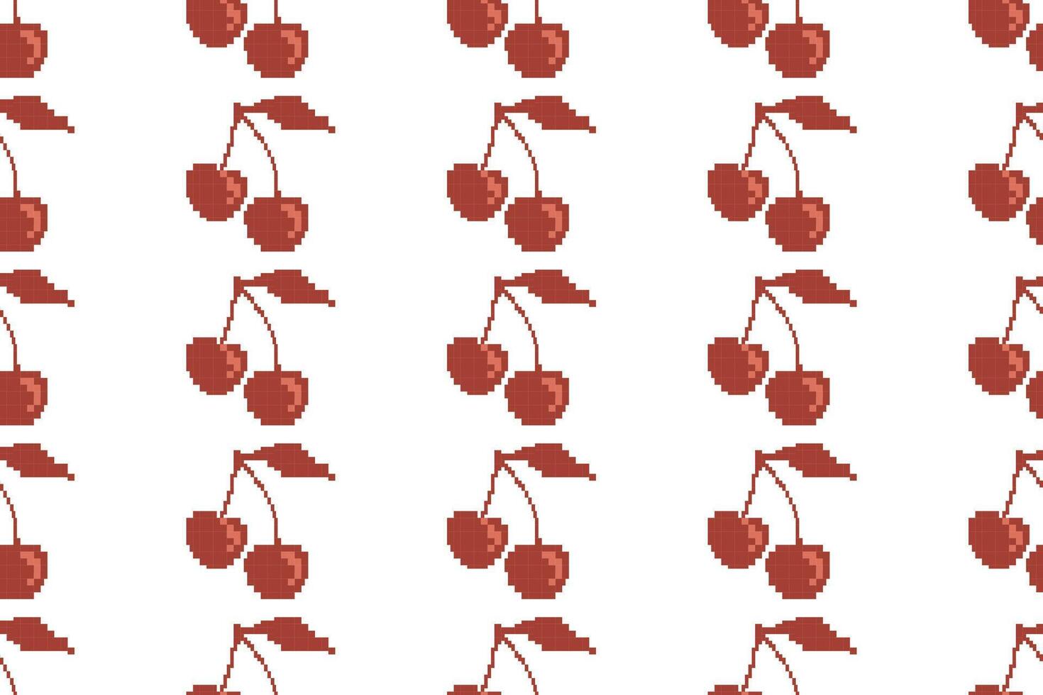 Seamless pixel cherry pattern, red, for printing carpets, fabrics and decoration V7. vector