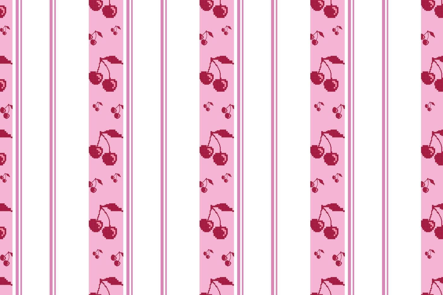 Seamless pixel cherry pattern, red, for printing carpets, fabrics and decoration V8. vector