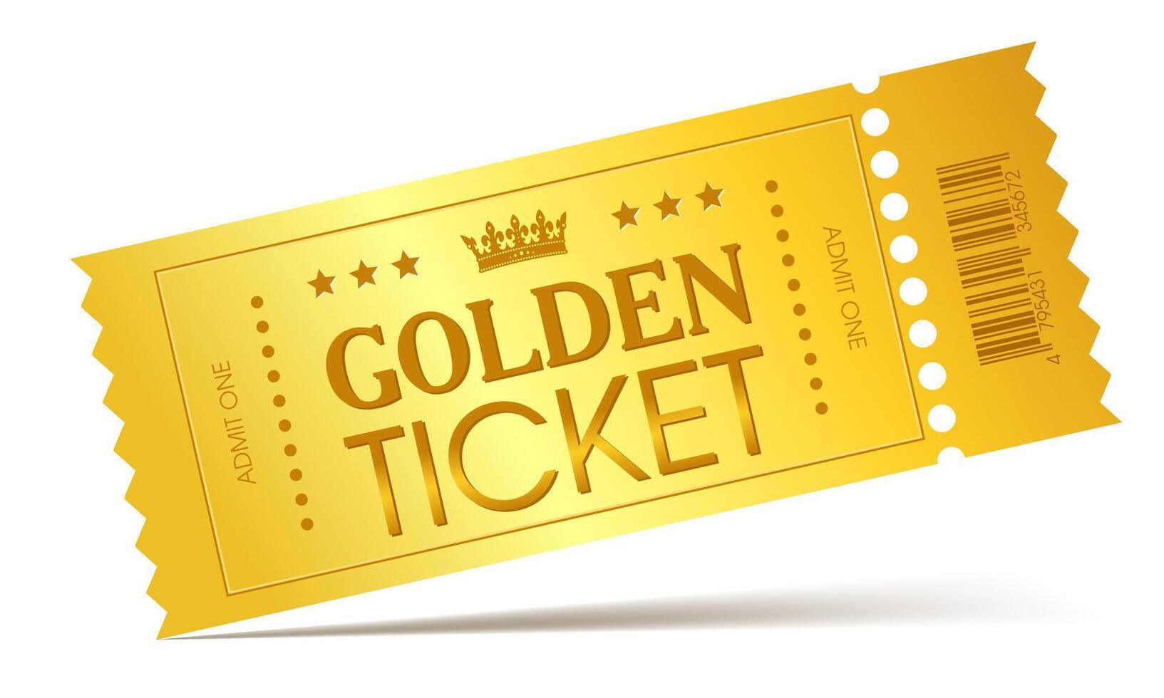 golden luxury event ticket on white background vector