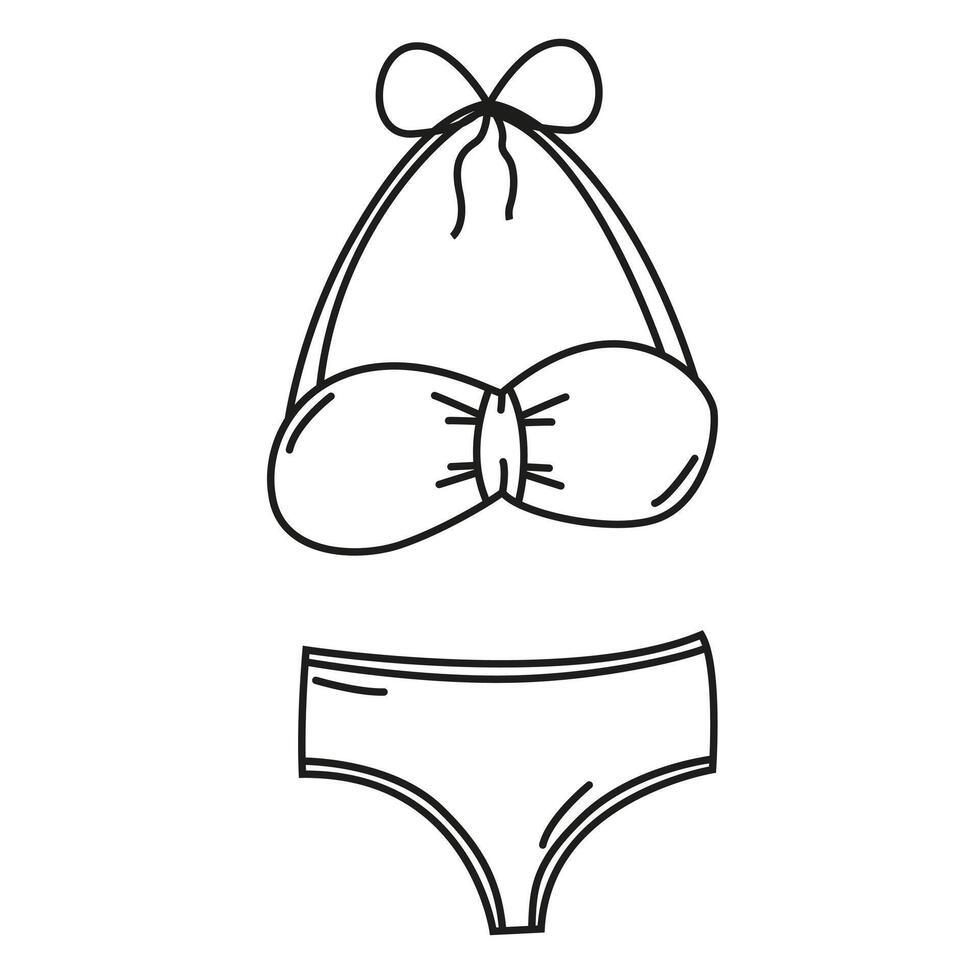 illustration of summer swimsuit in doodle style. Clothing for swimming in the ocean or sea. Beach vacation concept. vector