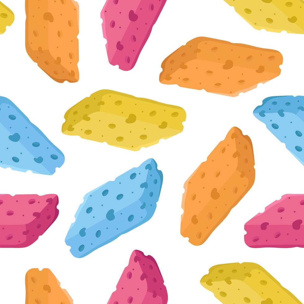 seamless pattern with multi-colored cleaning sponges. Pattern for packaging, business cards and wallpaper. vector