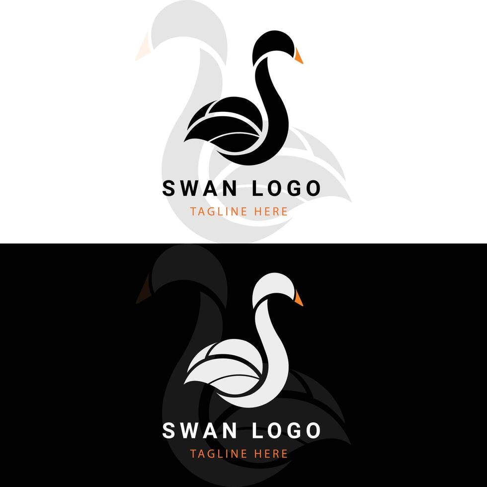 Black And White Swan Logo vector