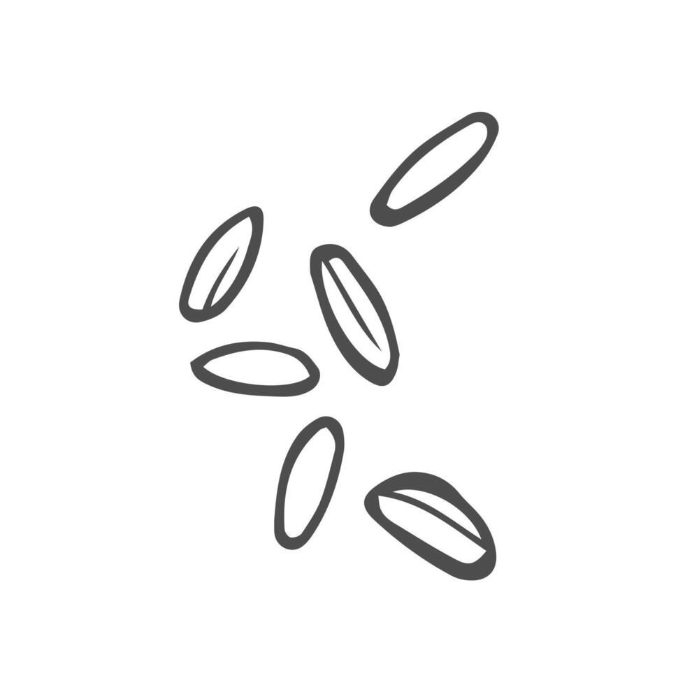 Doodle rice grains sketch isolated on white vector